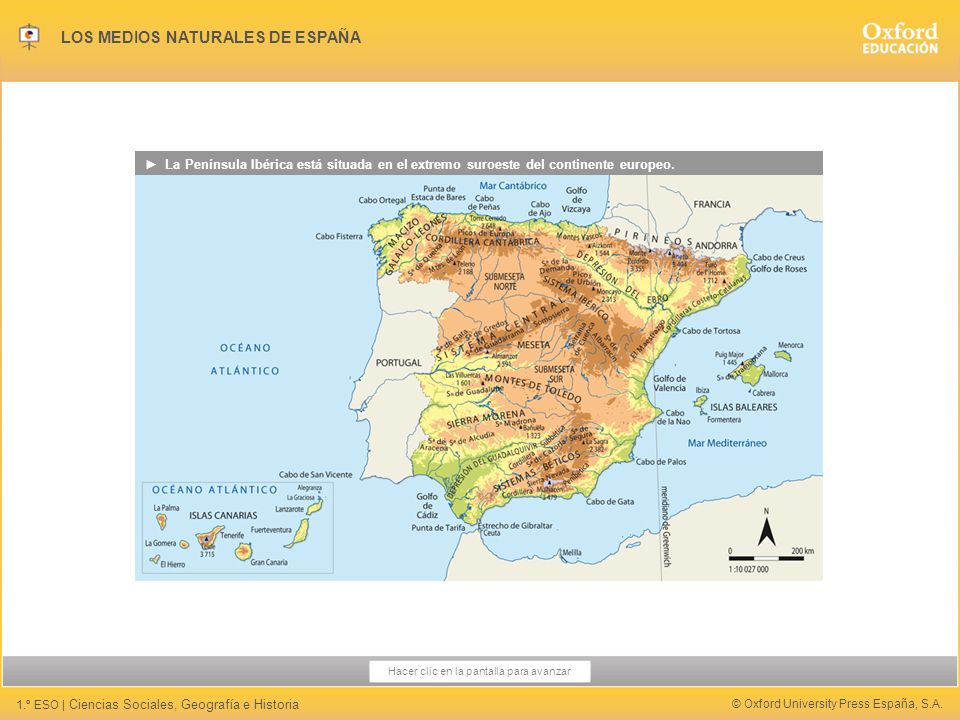 ► La Península Ibérica está situada en el extremo suroeste del continente europeo.