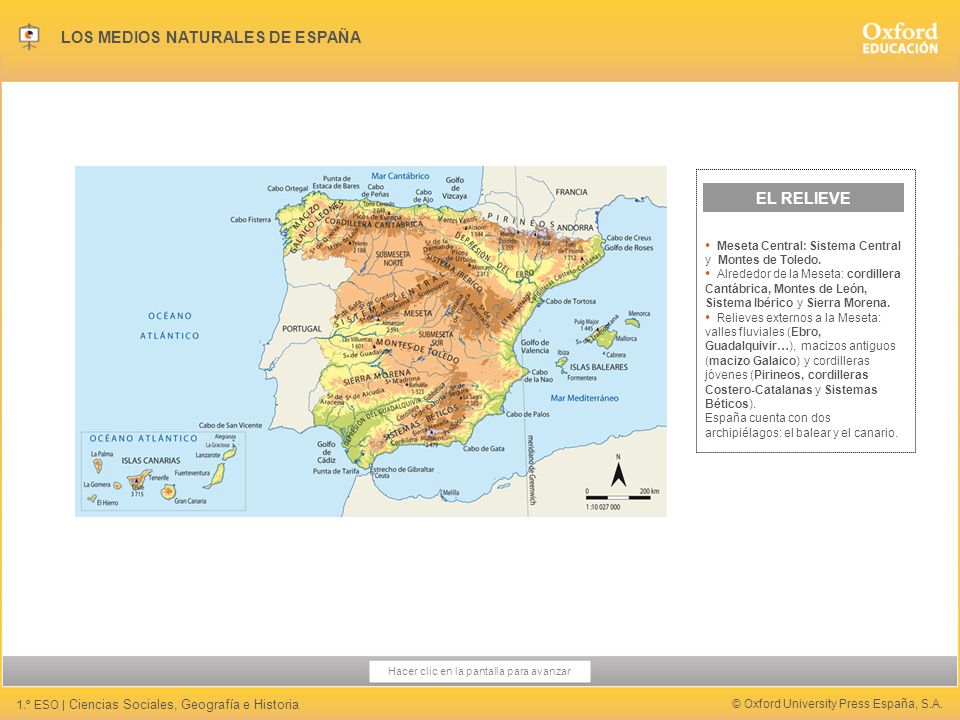 EL RELIEVE Meseta Central: Sistema Central y Montes de Toledo.