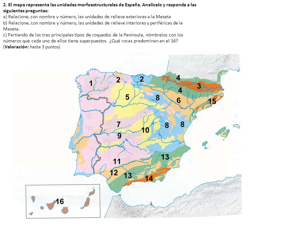 2. El mapa representa las unidades morfoestructurales de España