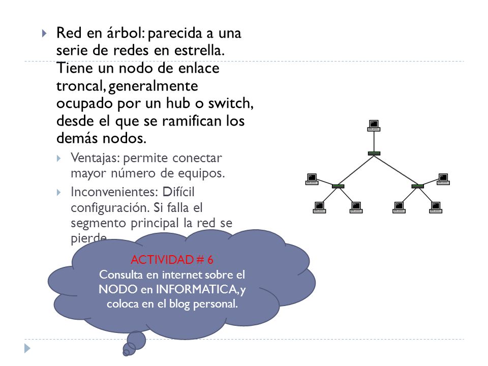 Red en árbol: parecida a una serie de redes en estrella