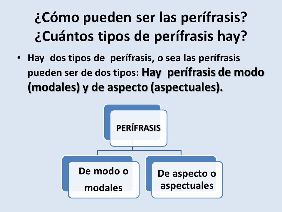 ¿Cómo pueden ser las perífrasis ¿Cuántos tipos de perífrasis hay