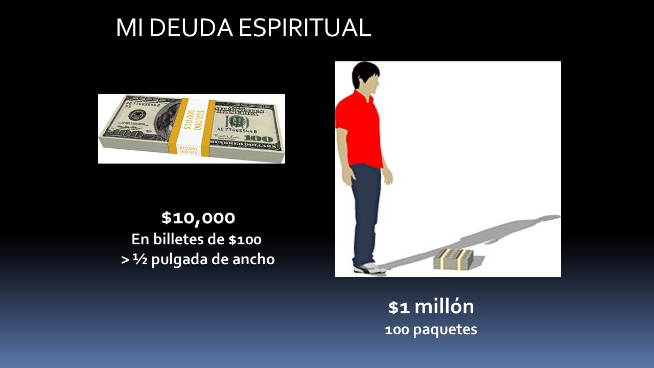 MI DEUDA ESPIRITUAL $10,000 $1 millón En billetes de $100