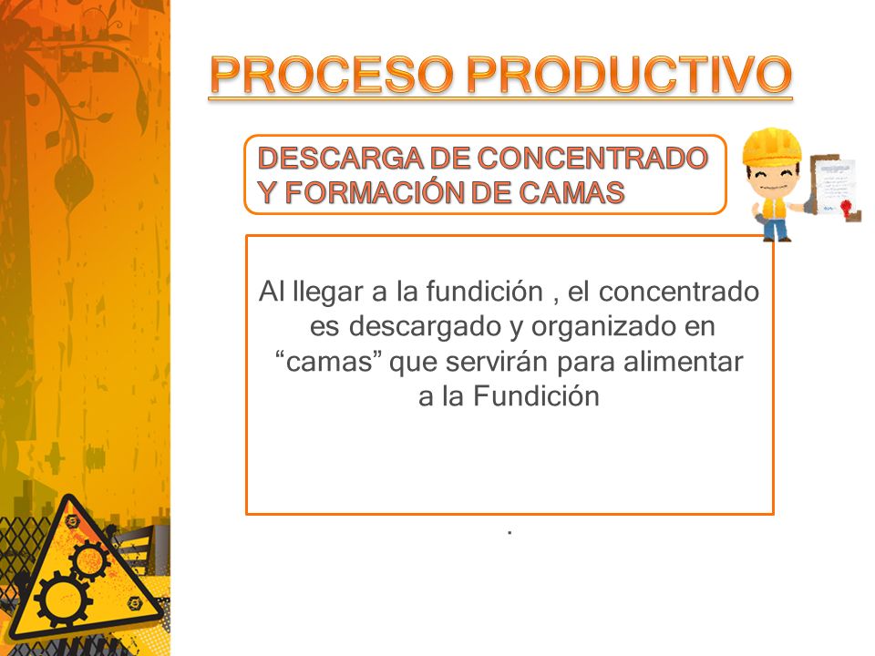 PROCESO PRODUCTIVO DESCARGA DE CONCENTRADO Y FORMACIÓN DE CAMAS