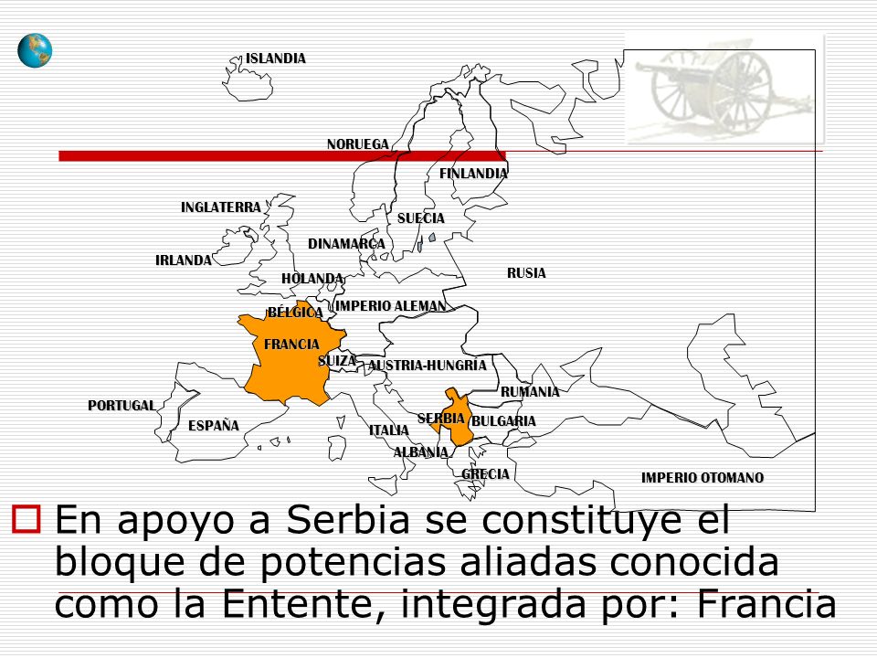 PORTUGAL IMPERIO ALEMAN. AUSTRIA-HUNGRÍA. RUSIA. INGLATERRA. FRANCIA. ESPAÑA. ITALIA. ISLANDIA.
