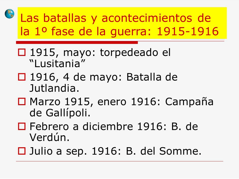 Las batallas y acontecimientos de la 1º fase de la guerra: