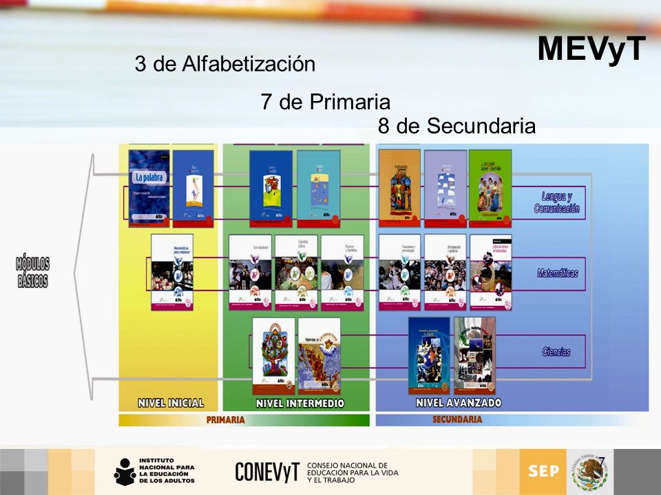 MEVyT 3 de Alfabetización 7 de Primaria 8 de Secundaria