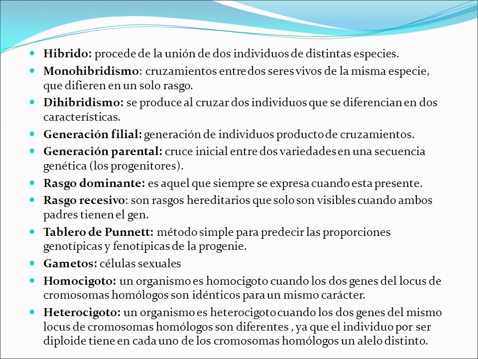 Hibrido: procede de la unión de dos individuos de distintas especies.