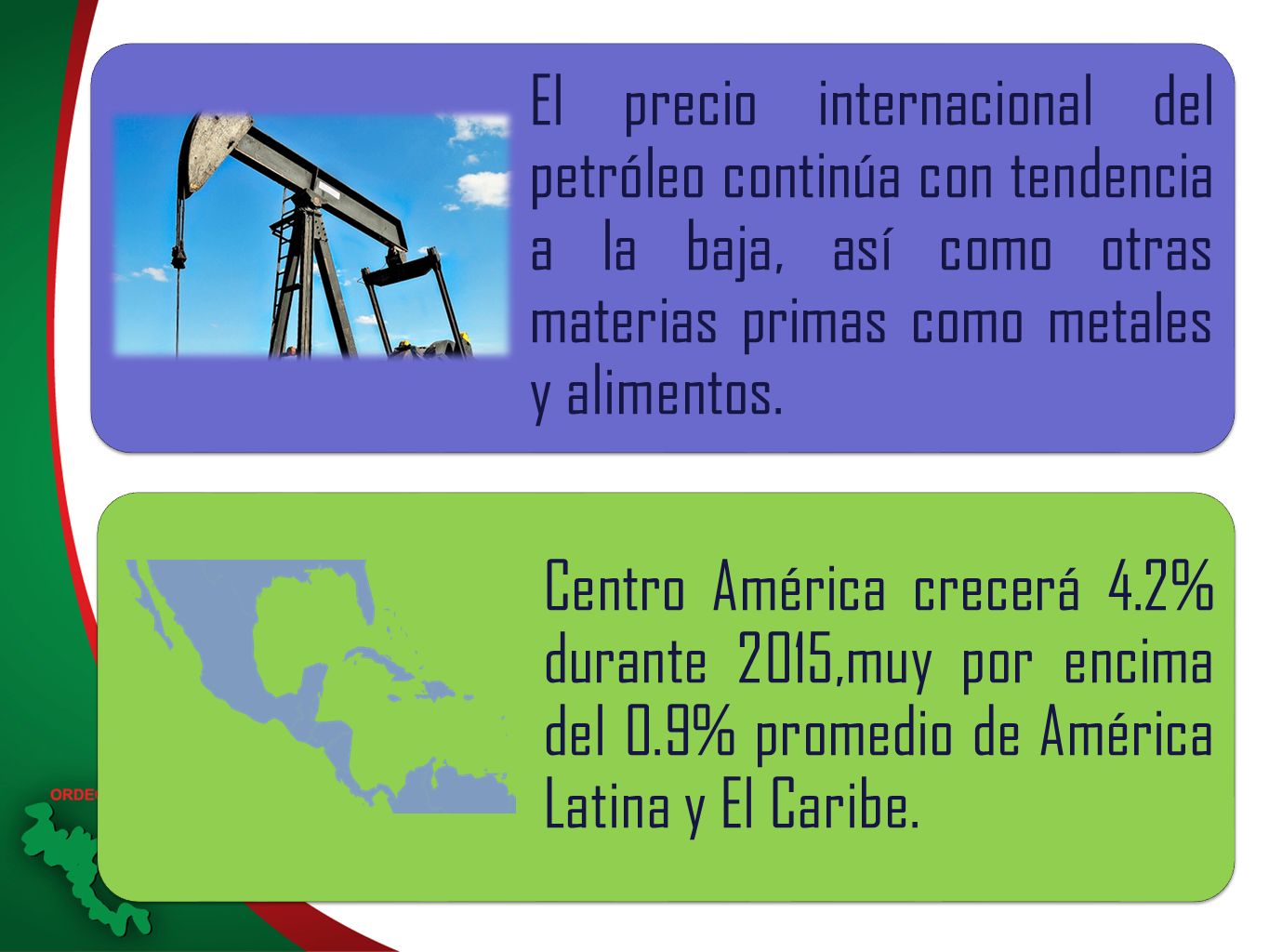 El precio internacional del petróleo continúa con tendencia a la baja, así como otras materias primas como metales y alimentos.