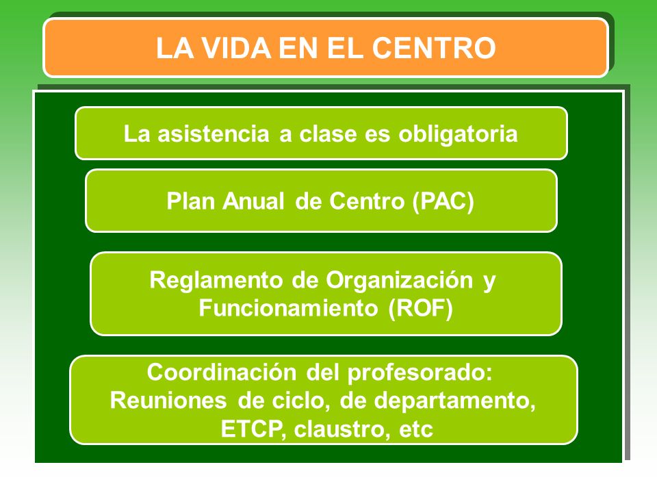 LA VIDA EN EL CENTRO La asistencia a clase es obligatoria