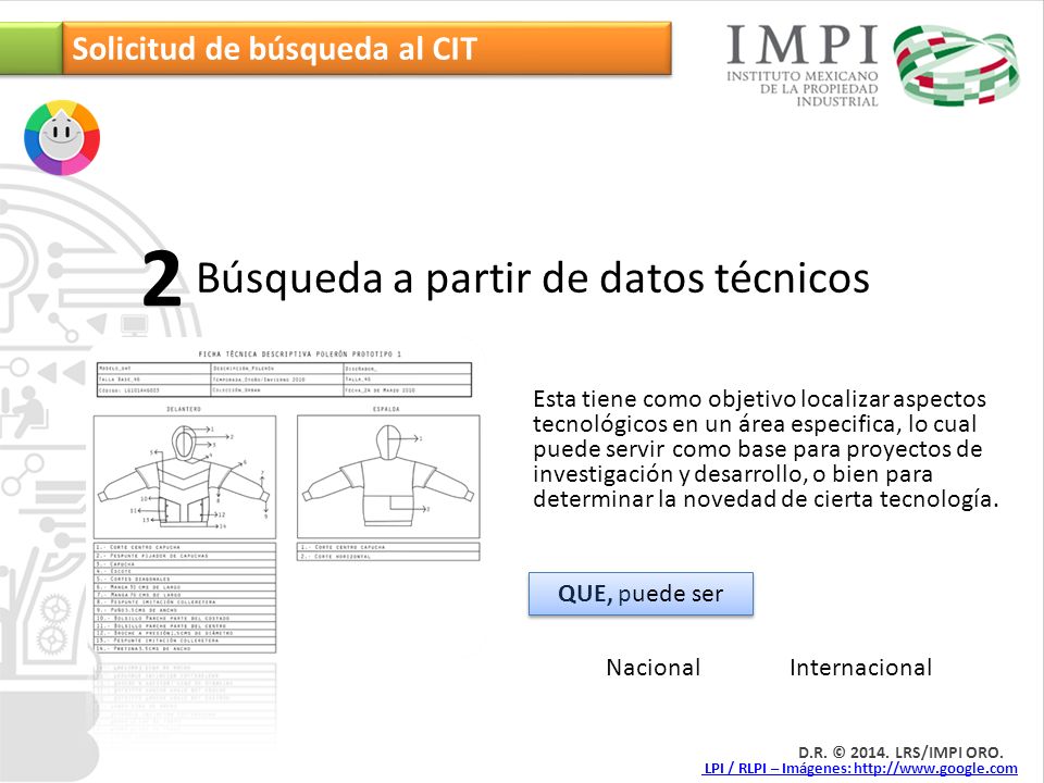2 Búsqueda a partir de datos técnicos Solicitud de búsqueda al CIT