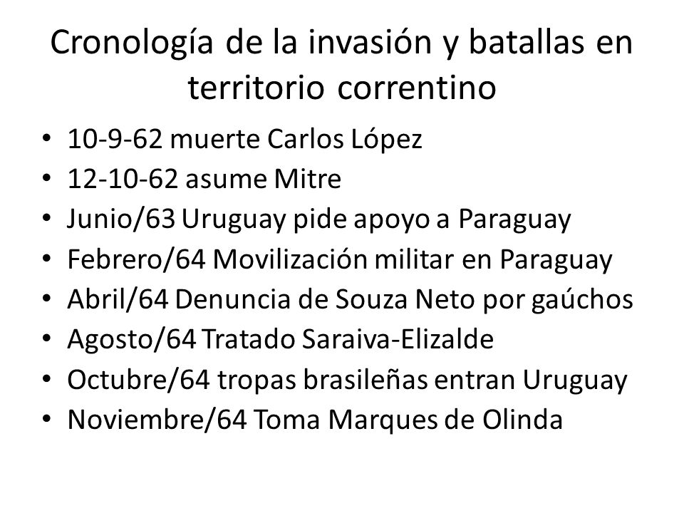 Cronología de la invasión y batallas en territorio correntino