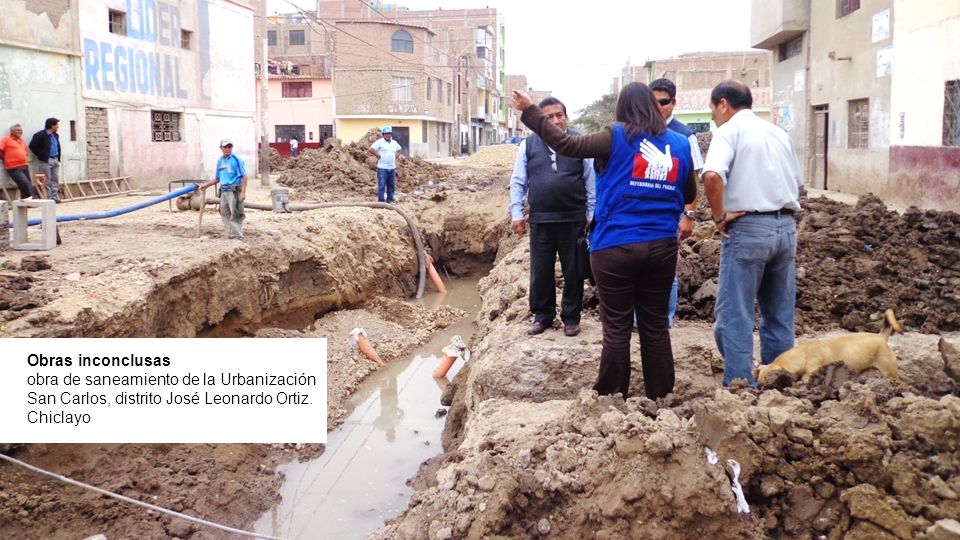 Obras inconclusas obra de saneamiento de la Urbanización. San Carlos, distrito José Leonardo Ortiz.