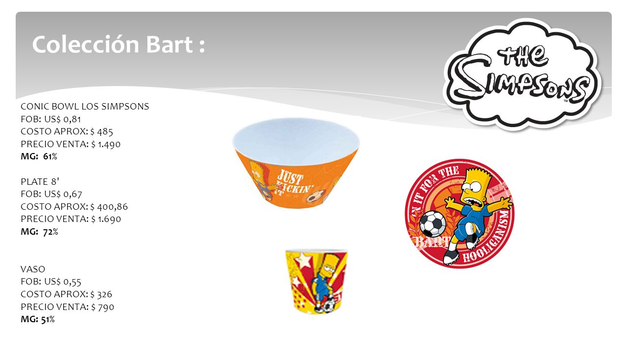 Colección Bart : CONIC BOWL LOS SIMPSONS FOB: US$ 0,81