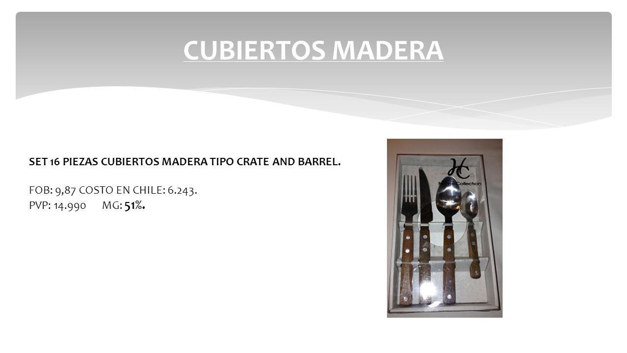 CUBIERTOS MADERA SET 16 PIEZAS CUBIERTOS MADERA TIPO CRATE AND BARREL.