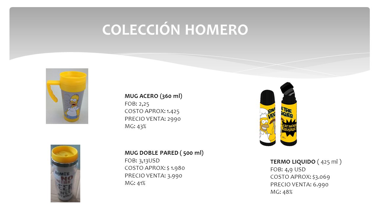 COLECCIÓN HOMERO MUG ACERO (360 ml) FOB: 2,25 COSTO APROX: 1.425