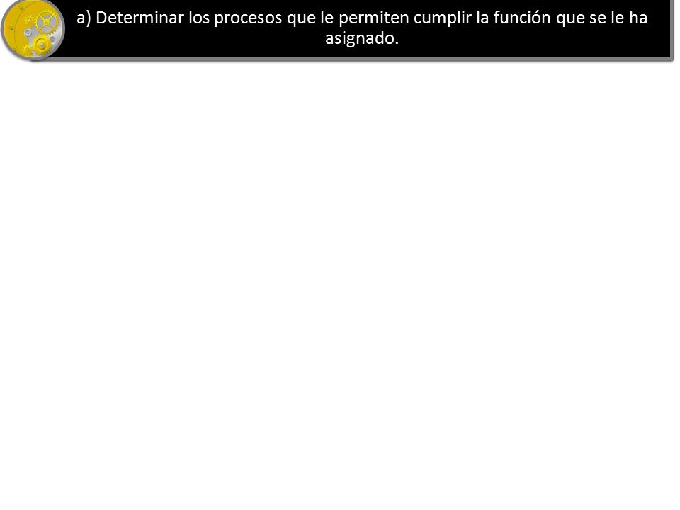 a) Determinar los procesos que le permiten cumplir la función que se le ha asignado.