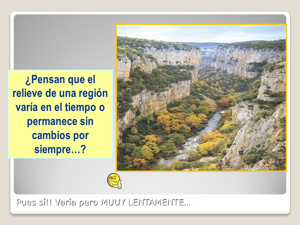 ¿Pensan que el relieve de una región varía en el tiempo o permanece sin cambios por siempre…