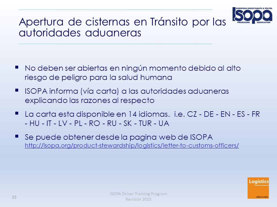 Apertura de cisternas en Tránsito por las autoridades aduaneras