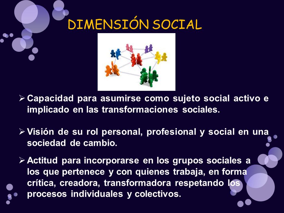 DIMENSIÓN SOCIAL Capacidad para asumirse como sujeto social activo e implicado en las transformaciones sociales.