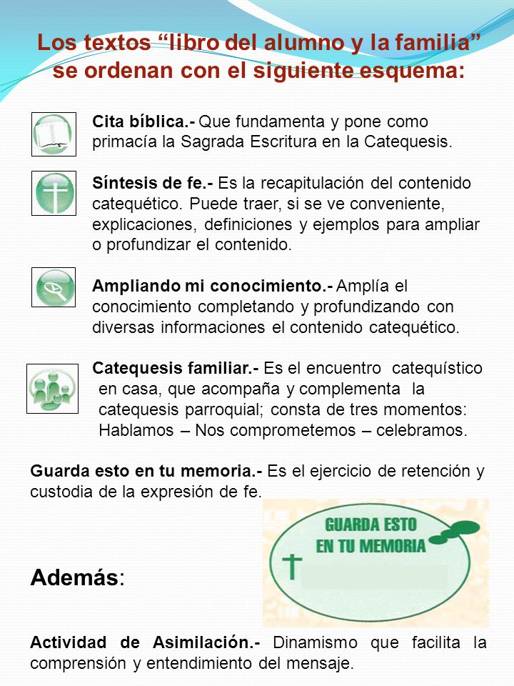 Los textos libro del alumno y la familia se ordenan con el siguiente esquema: