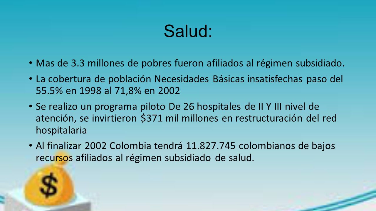 Salud: Mas de 3.3 millones de pobres fueron afiliados al régimen subsidiado.