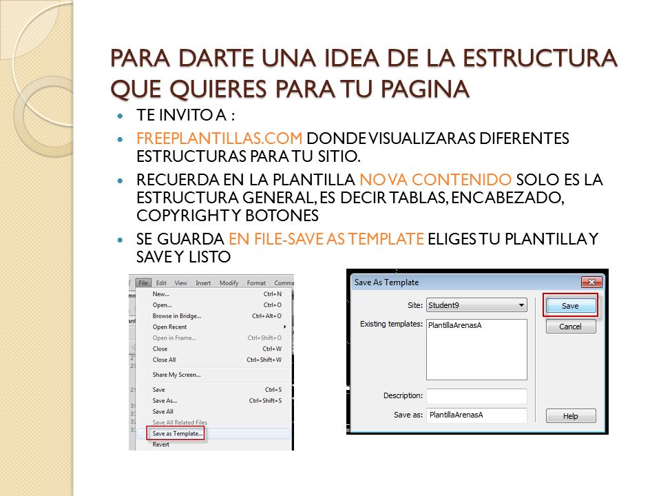 PARA DARTE UNA IDEA DE LA ESTRUCTURA QUE QUIERES PARA TU PAGINA