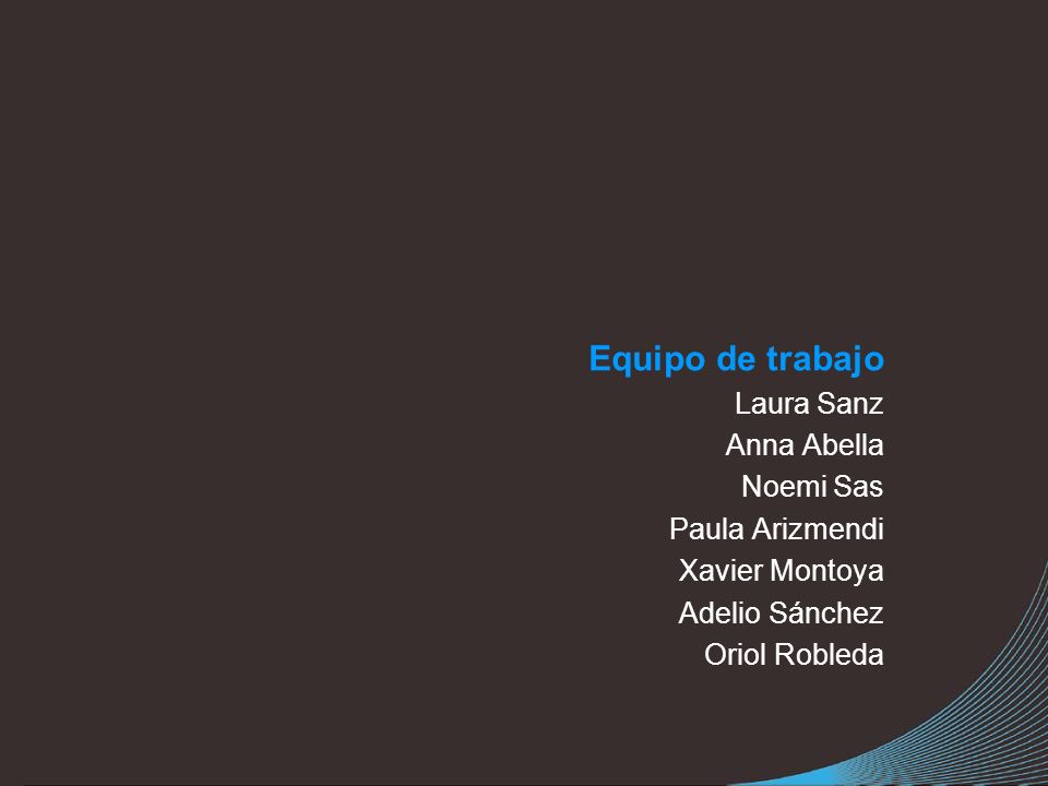Equipo de trabajo Laura Sanz Anna Abella Noemi Sas Paula Arizmendi