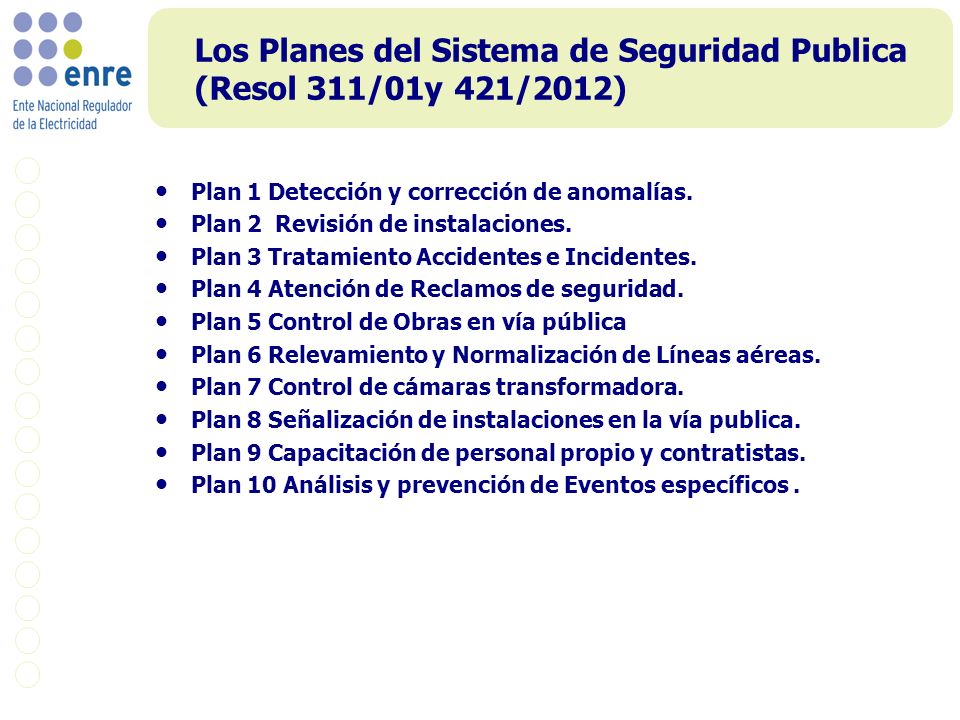Los Planes del Sistema de Seguridad Publica (Resol 311/01y 421/2012)