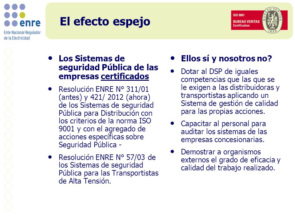 El efecto espejo Los Sistemas de seguridad Pública de las empresas certificados.