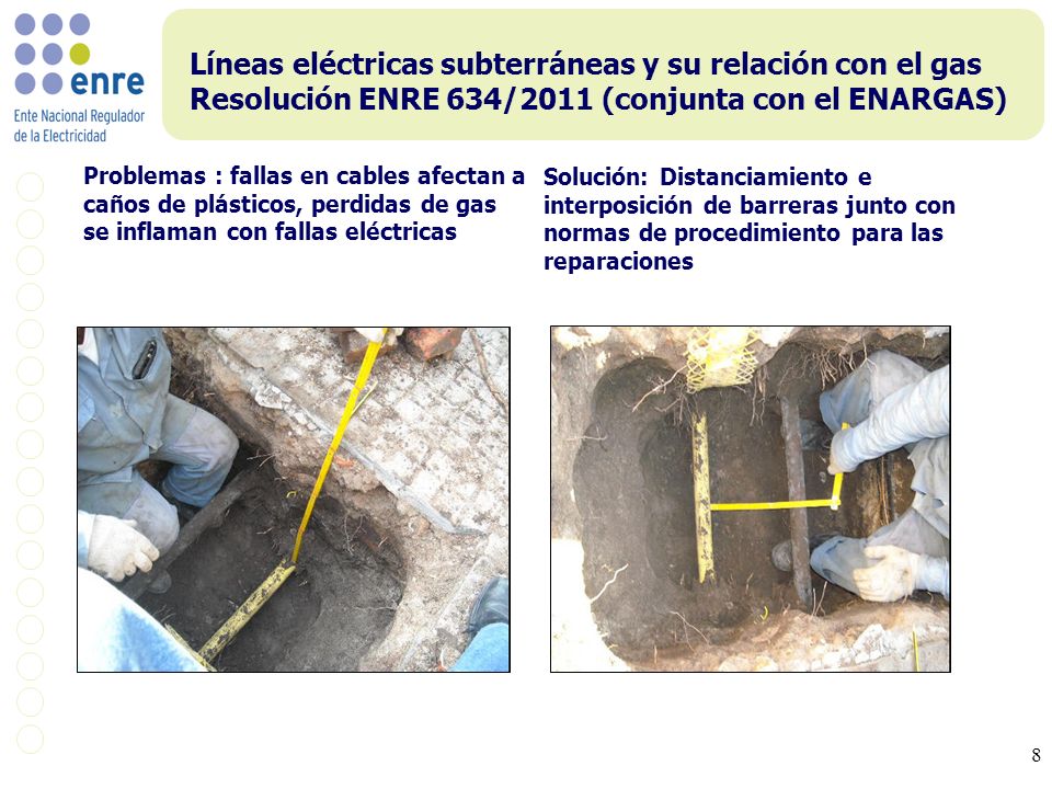 Líneas eléctricas subterráneas y su relación con el gas Resolución ENRE 634/2011 (conjunta con el ENARGAS)
