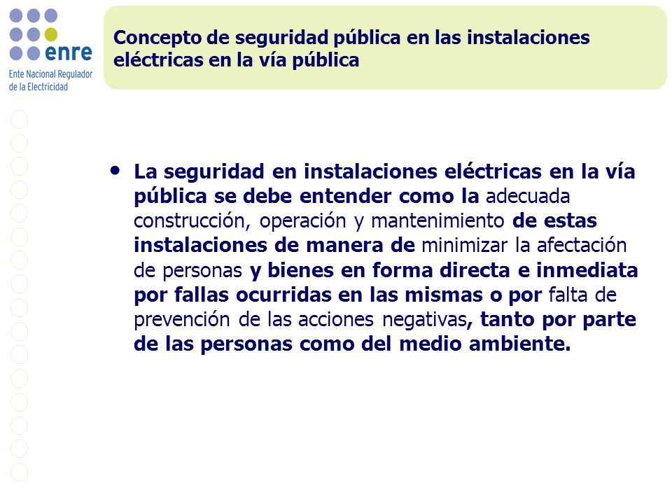 Concepto de seguridad pública en las instalaciones eléctricas en la vía pública
