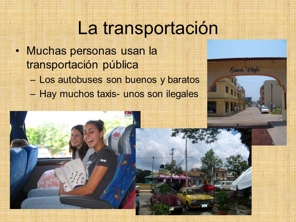 La transportación Muchas personas usan la transportación pública