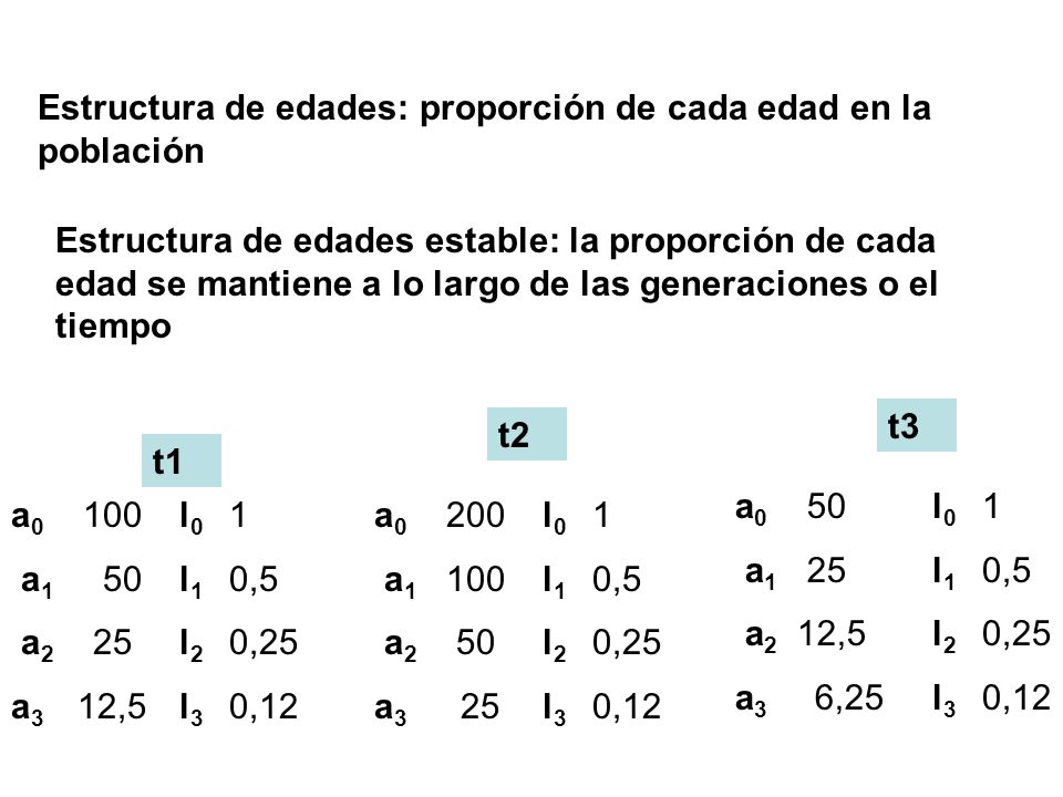 Estructura de edades: proporción de cada edad en la población