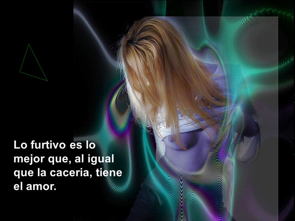 Lo furtivo es lo mejor que, al igual que la caceria, tiene el amor.