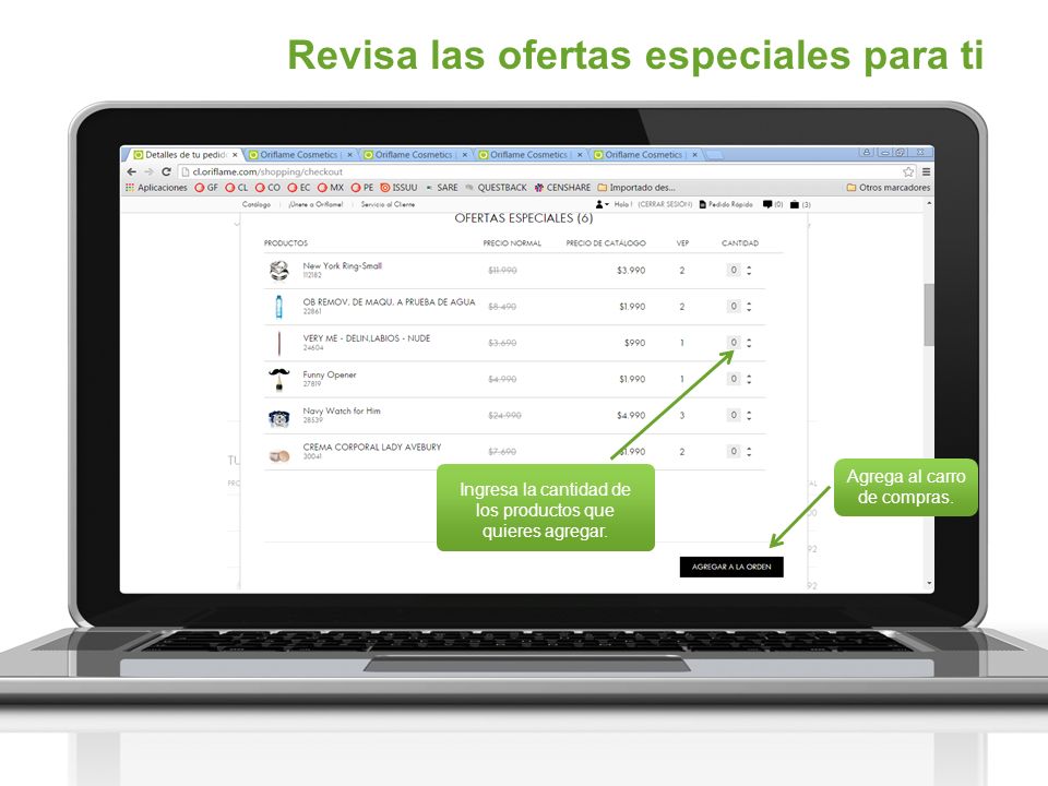 Ingresa la cantidad de los productos que quieres agregar.
