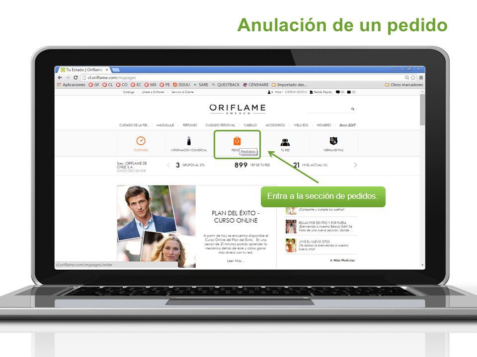 Anulación de un pedido Entra a la sección de pedidos.