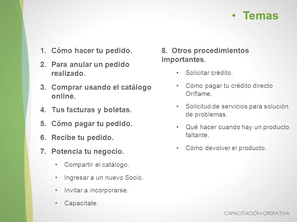 Temas Cómo hacer tu pedido. Para anular un pedido realizado.