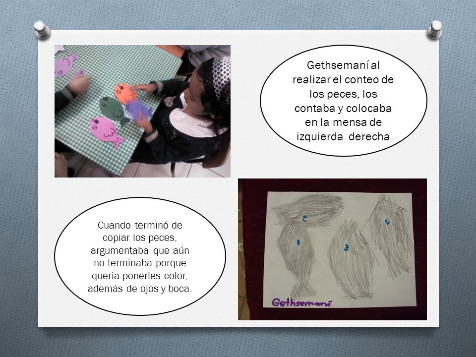 Gethsemaní al realizar el conteo de los peces, los contaba y colocaba en la mensa de izquierda derecha