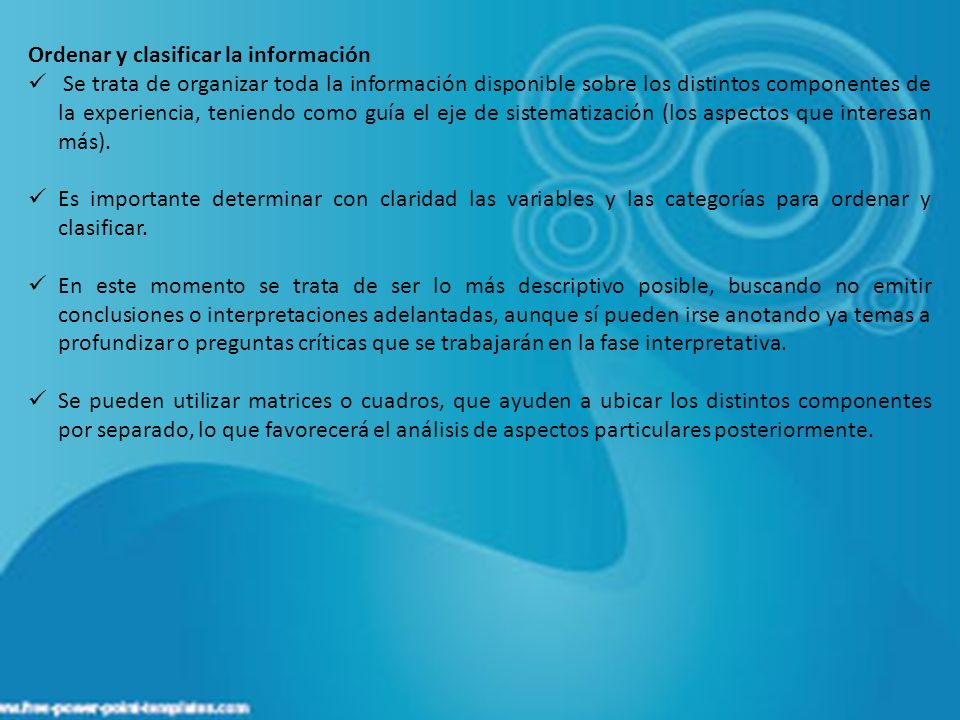 Ordenar y clasificar la información