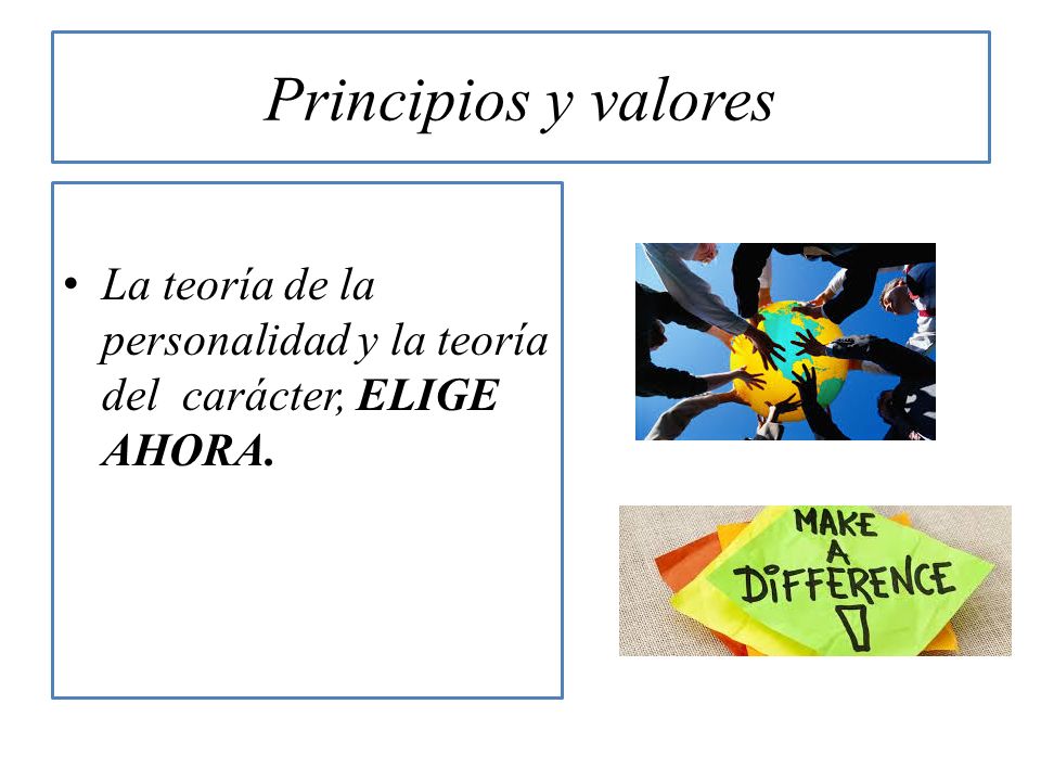 Principios y valores La teoría de la personalidad y la teoría del carácter, ELIGE AHORA.