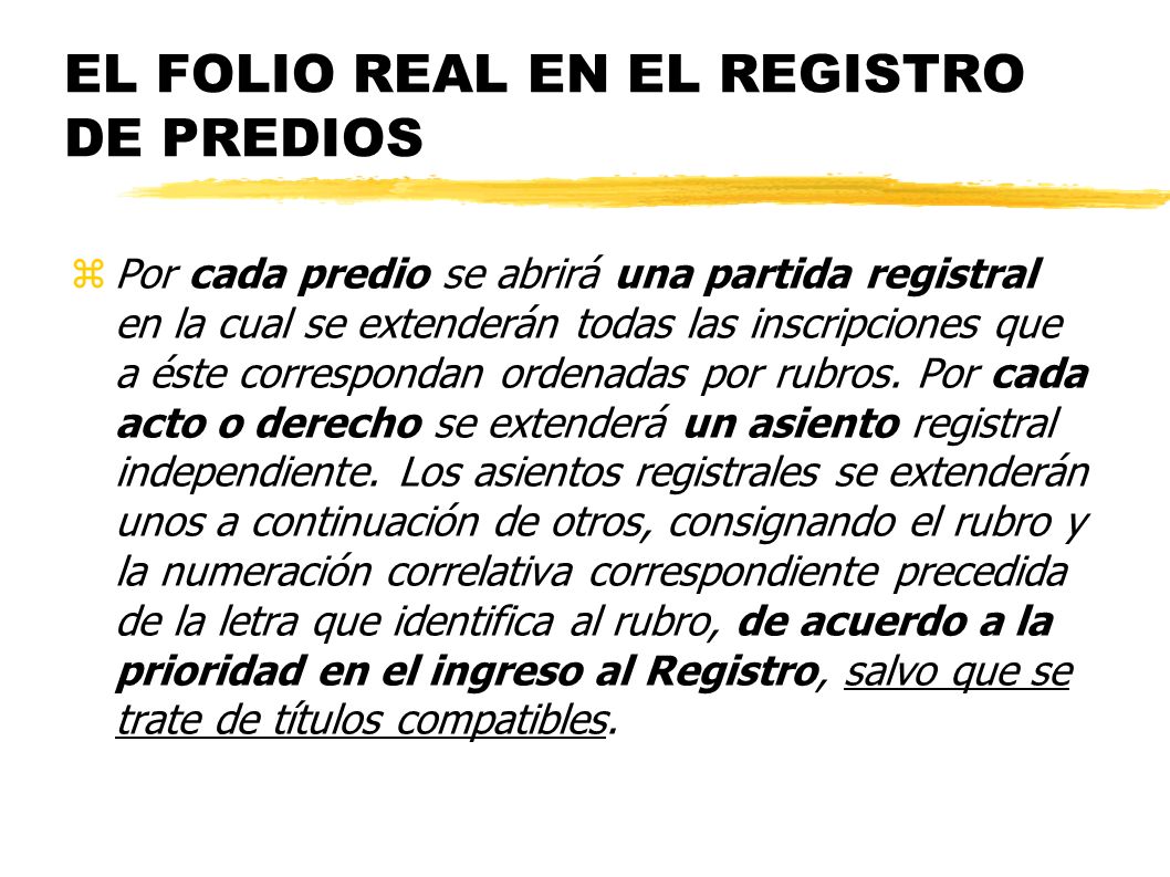 EL FOLIO REAL EN EL REGISTRO DE PREDIOS