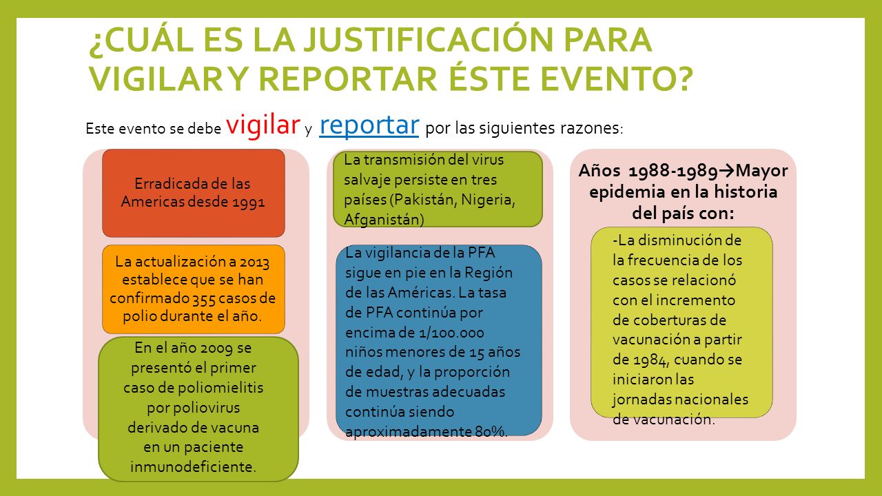 ¿CUÁL ES LA JUSTIFICACIÓN PARA VIGILAR Y REPORTAR ÉSTE EVENTO