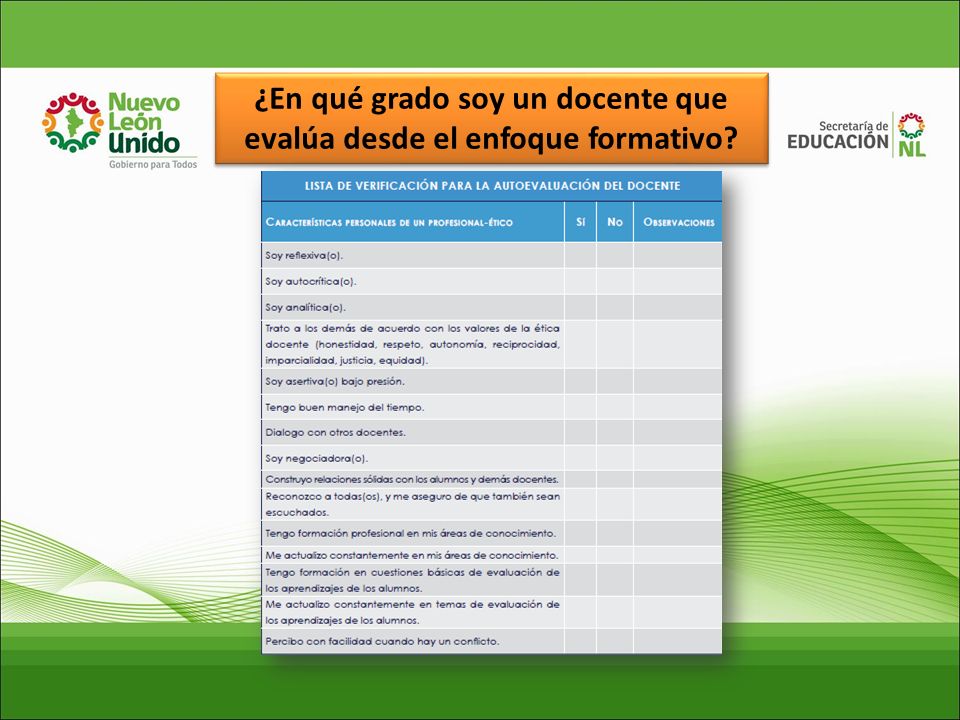 ¿En qué grado soy un docente que evalúa desde el enfoque formativo