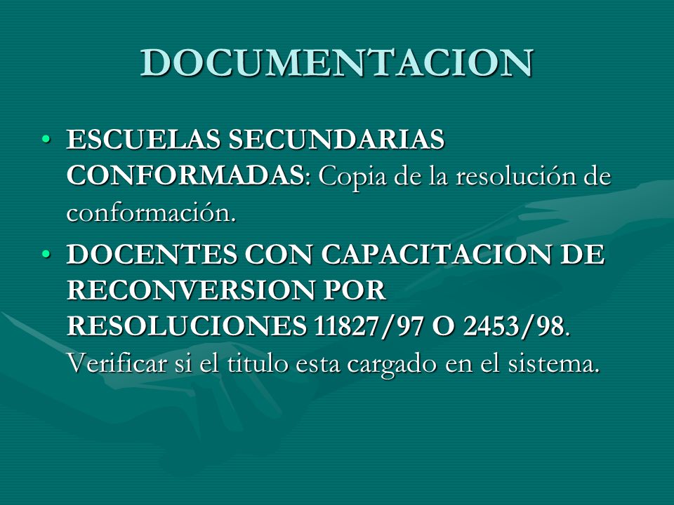 DOCUMENTACION ESCUELAS SECUNDARIAS CONFORMADAS: Copia de la resolución de conformación.