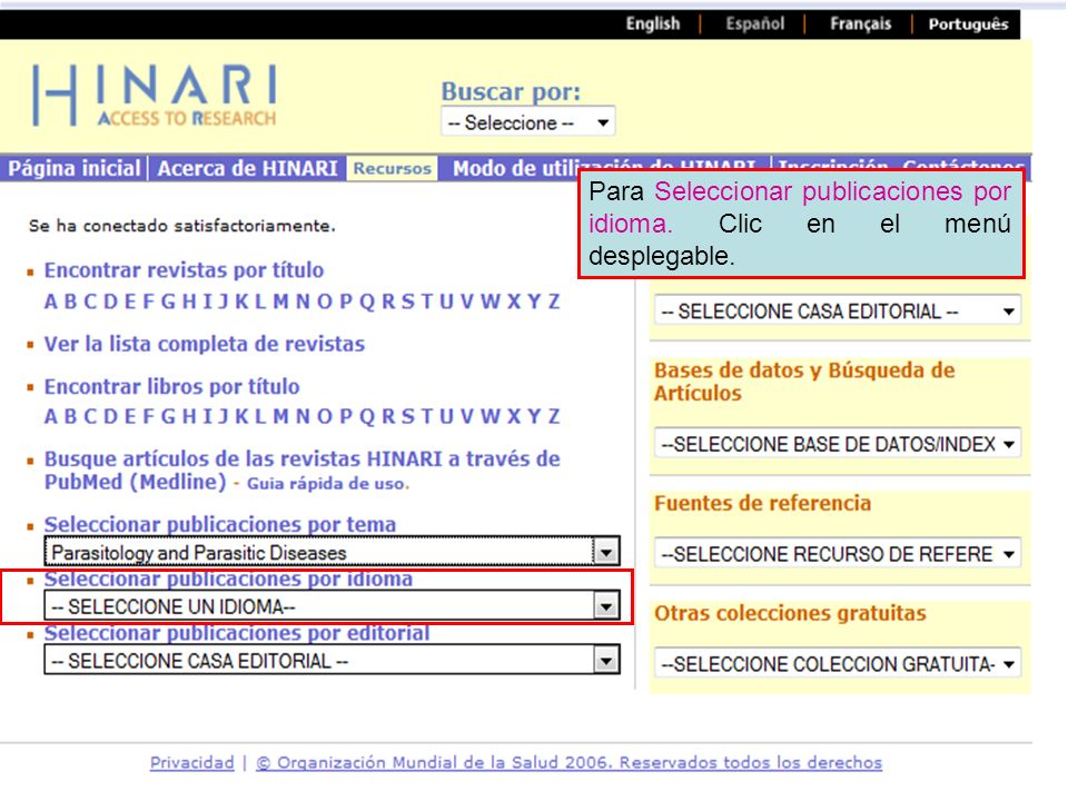Accessing journals by Language 1