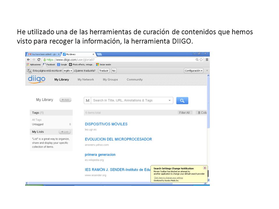 He utilizado una de las herramientas de curación de contenidos que hemos visto para recoger la información, la herramienta DIIGO.