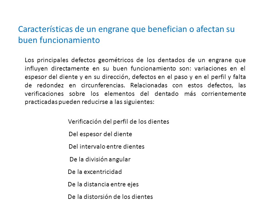 Características de un engrane que benefician o afectan su buen funcionamiento