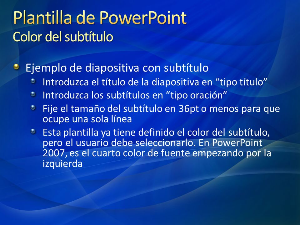 Plantilla de PowerPoint Color del subtítulo
