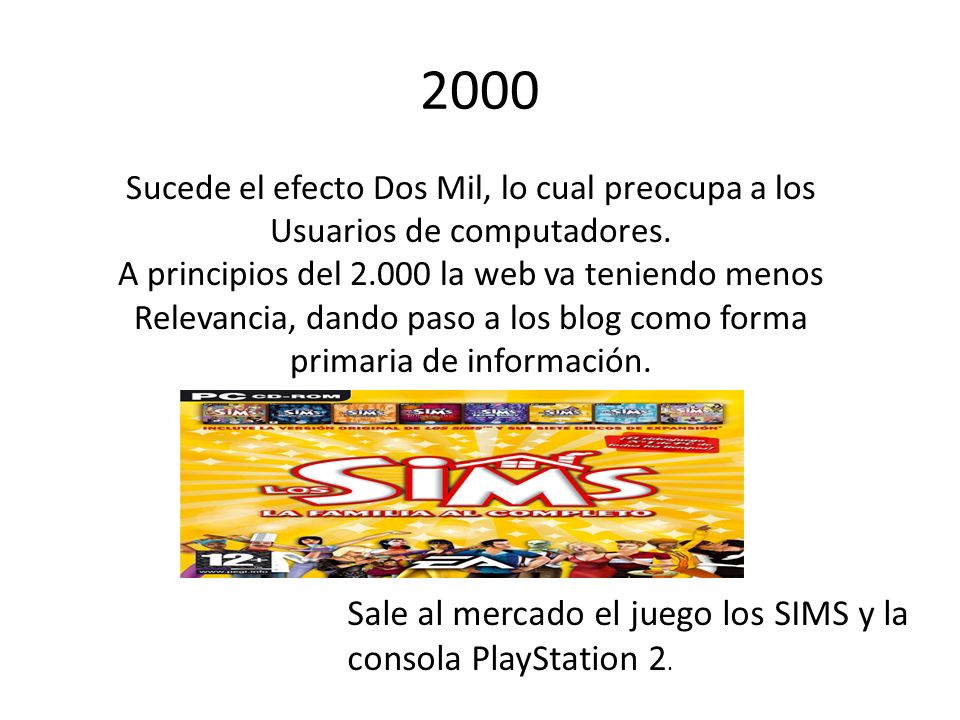 2000 Sale al mercado el juego los SIMS y la consola PlayStation 2.