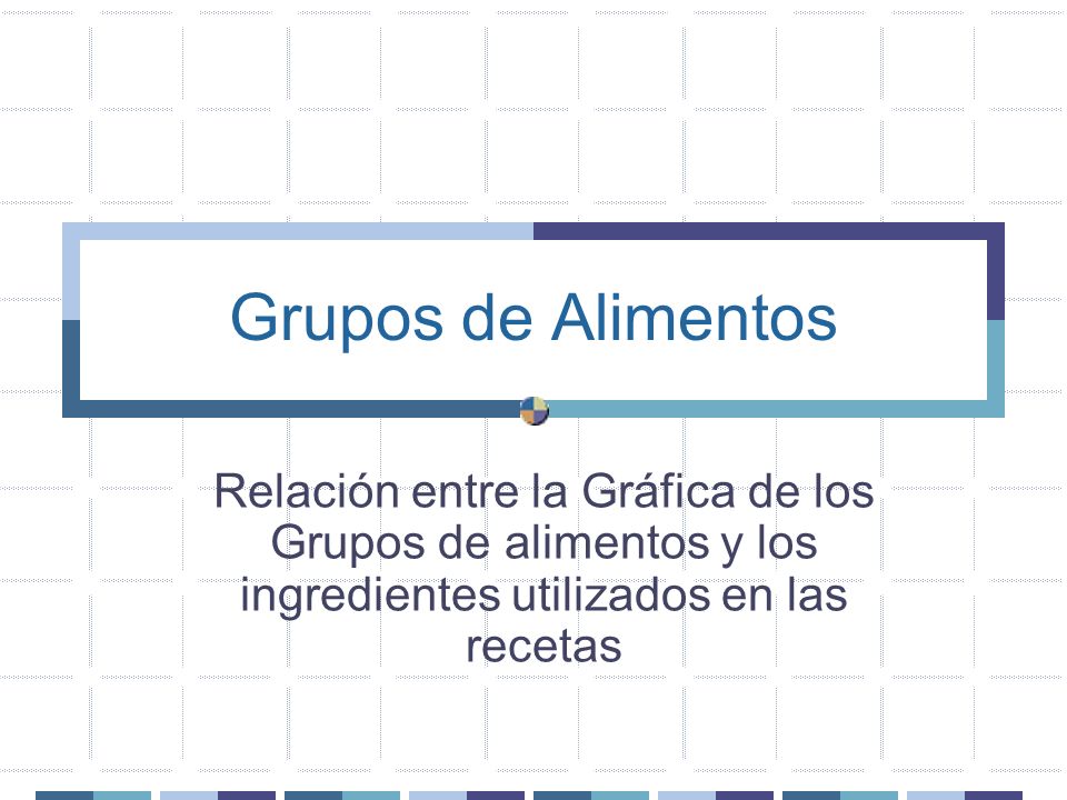 Grupos de Alimentos Relación entre la Gráfica de los Grupos de alimentos y los ingredientes utilizados en las recetas.